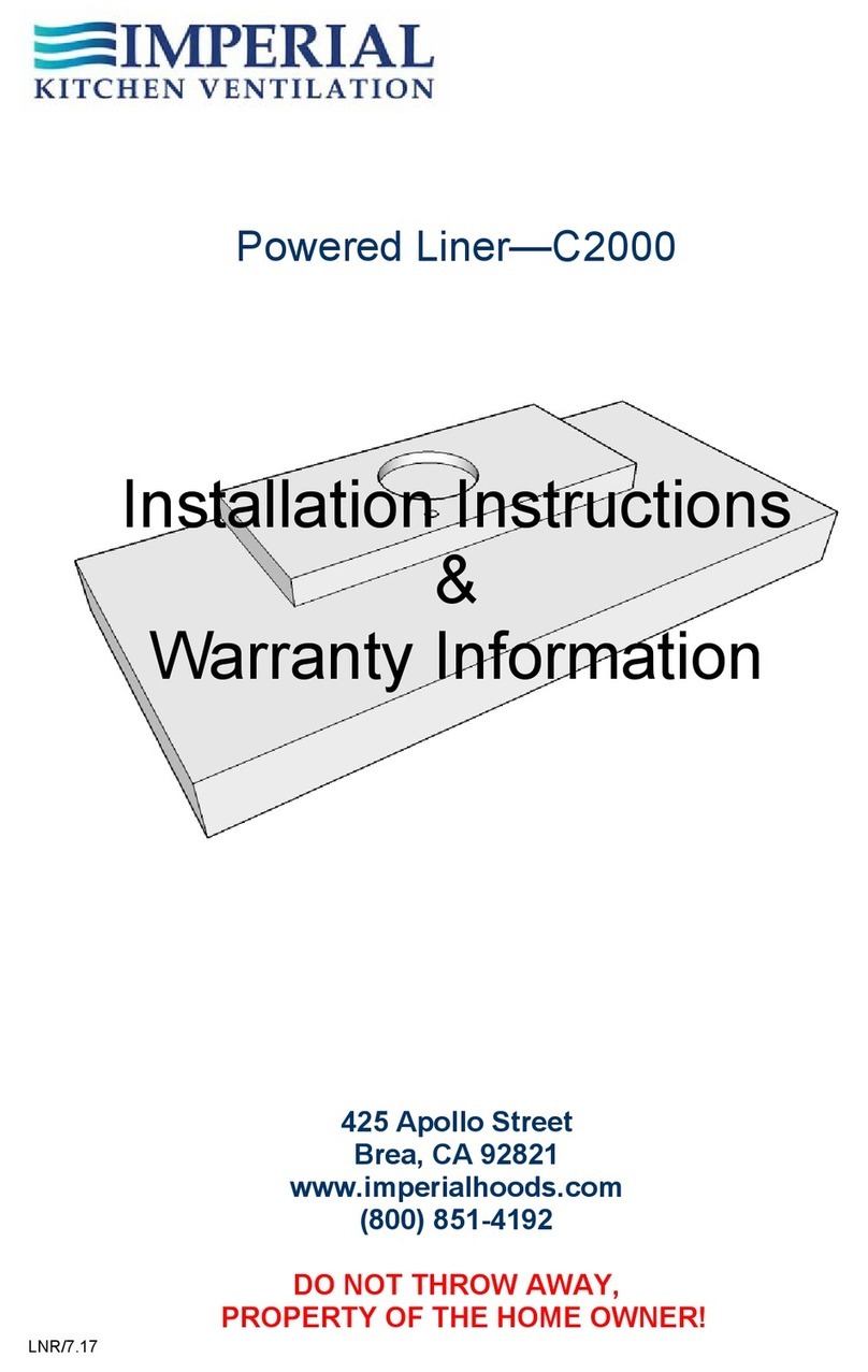 Imperial Kitchen Ventilation Powered Liner-C2000 Installation guide