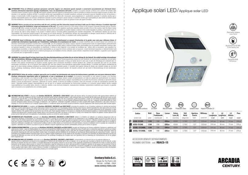 ARCADIA CENTURY ACSB-151240 quick start guide ARCADIA CENTURY ACSB-151240 quick start guide