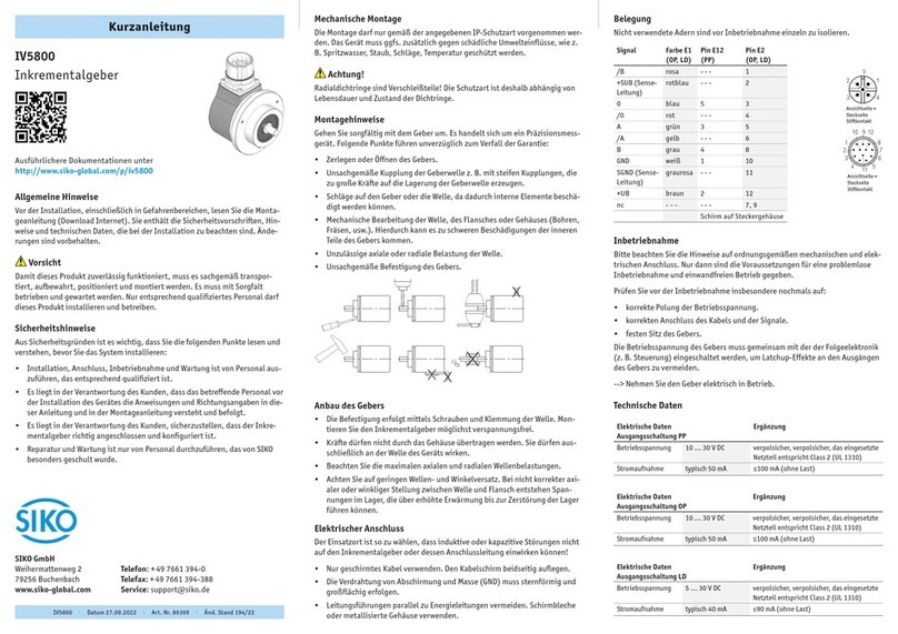 Siko IV5800 quick start guide