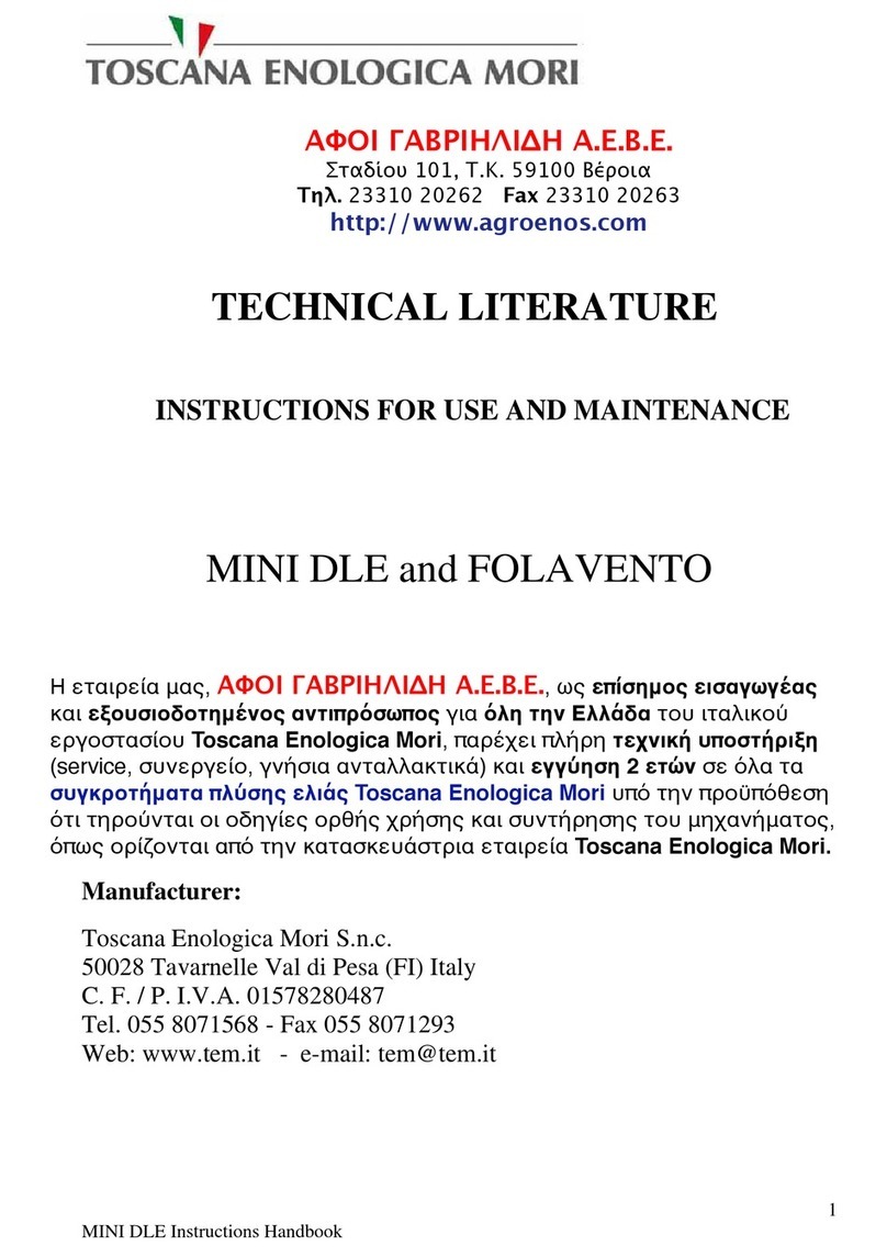 Toscana MINI DLE Instructions for use and maintenance