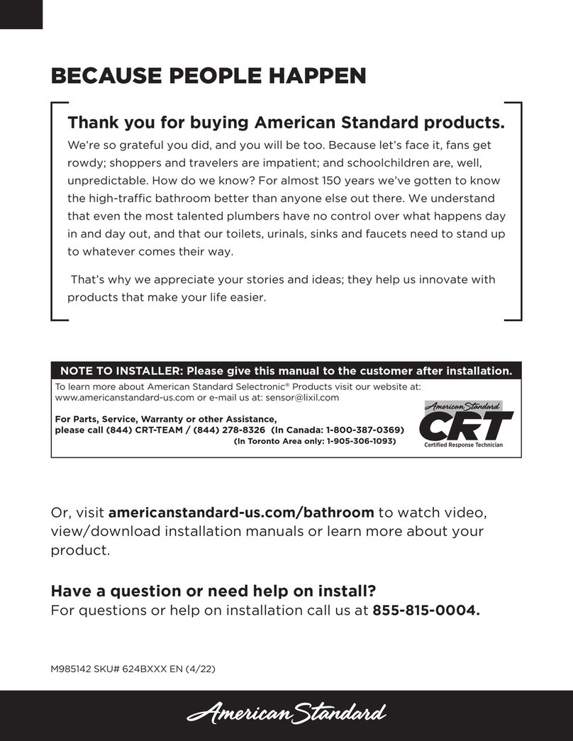 American Standard Ultima Selectronic 624B Series owner's manual American Standard Ultima Selectronic 624B Series owner's manual