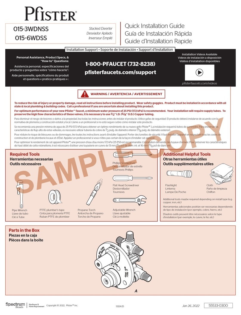 Spectrum Brands Pfister 015-3WDNSS Quick installation guide