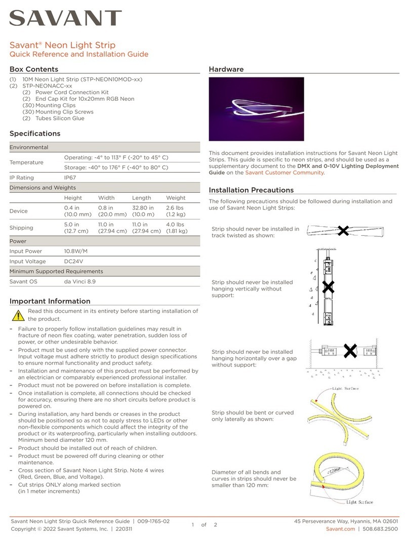 Savant STP-NEON10MOD Series Quick Reference and Installation Guide Savant STP-NEON10MOD Series Quick Reference and Installation Guide