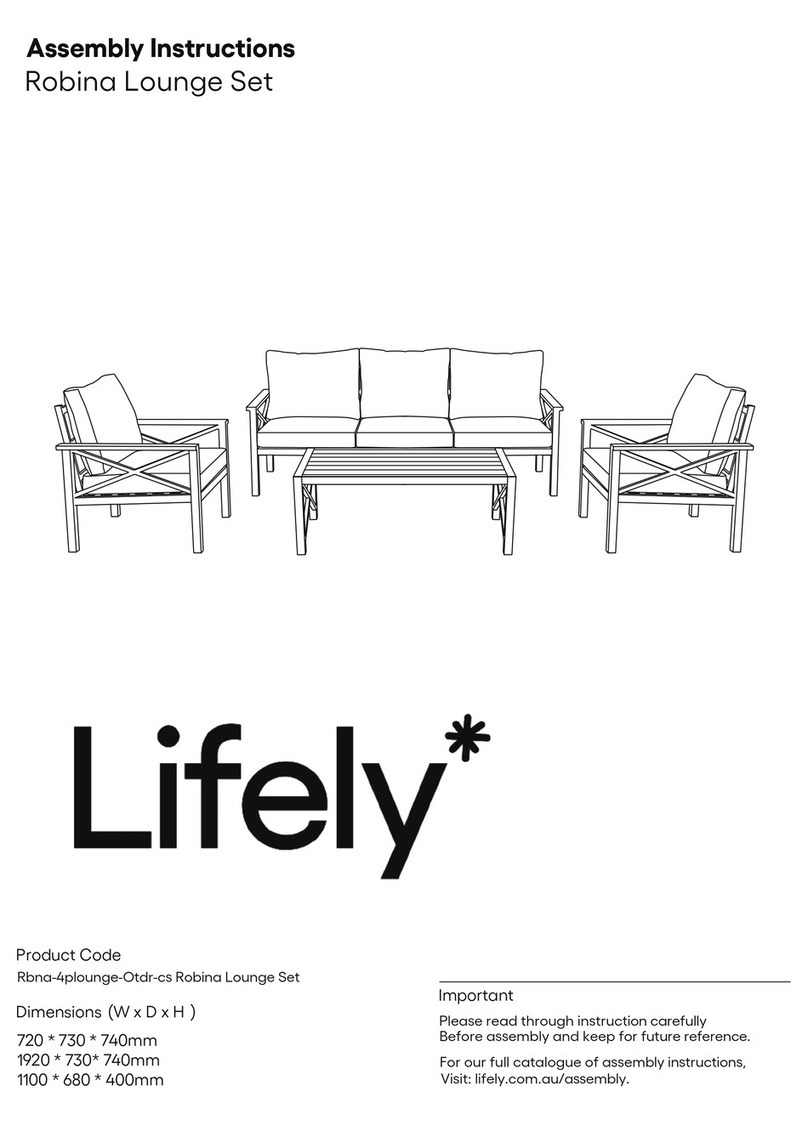 Lifely Rbna-4plounge-Otdr-cs Robina Lounge Set Assembly instructions