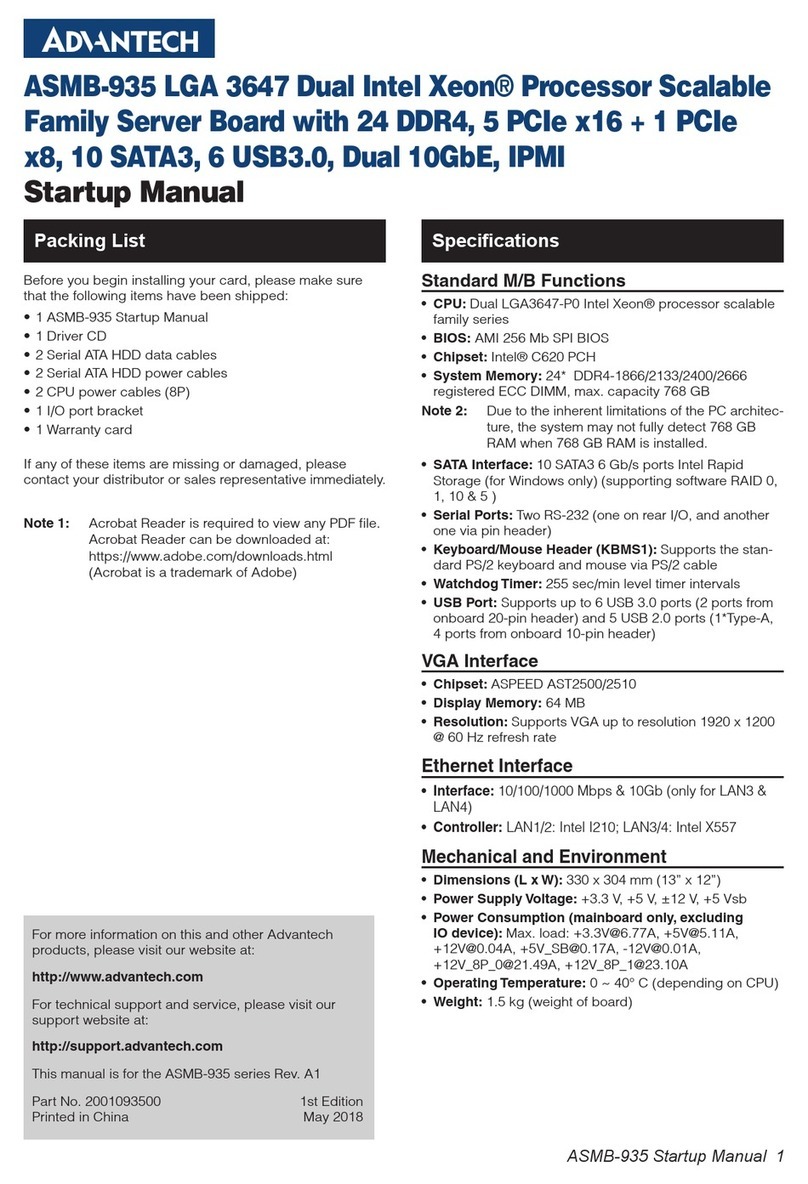 Advantech ASMB-935 Series Startup manual