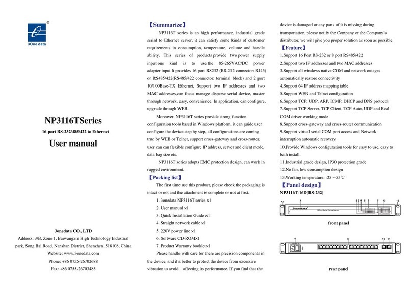 3One data NP3116T Series User manual