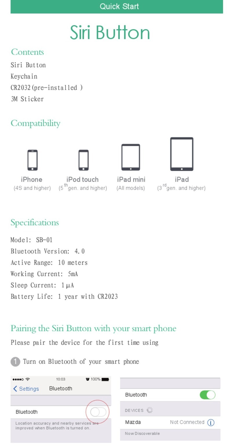 Cowaco Siri Button quick start