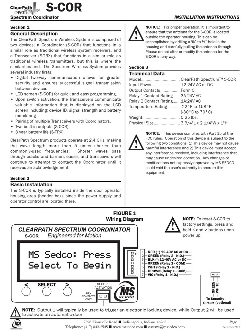 MS Sedco CleraPath Spectrum S-COR installation instructions