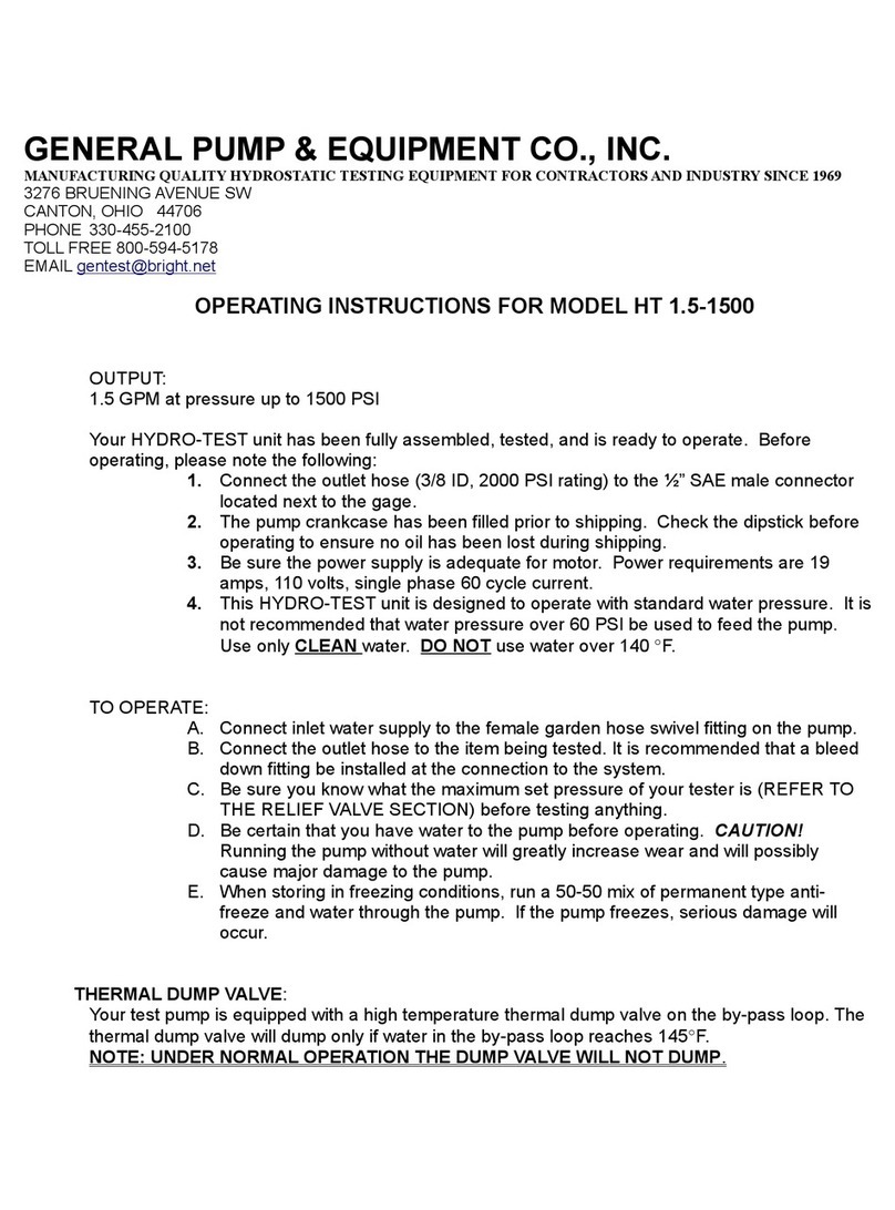 GENERAL PUMP & EQUIPMENT HT 1.5-1500 operating instructions