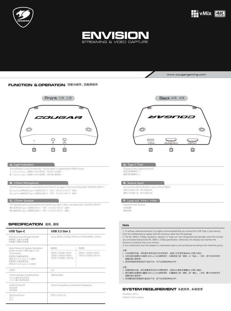 COUGAR ENVISION quick start guide