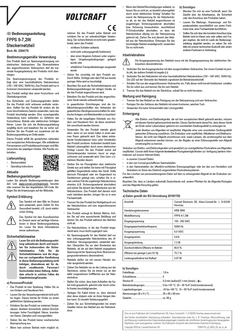 VOLTCRAFT FPPS 9-7.2W operating instructions