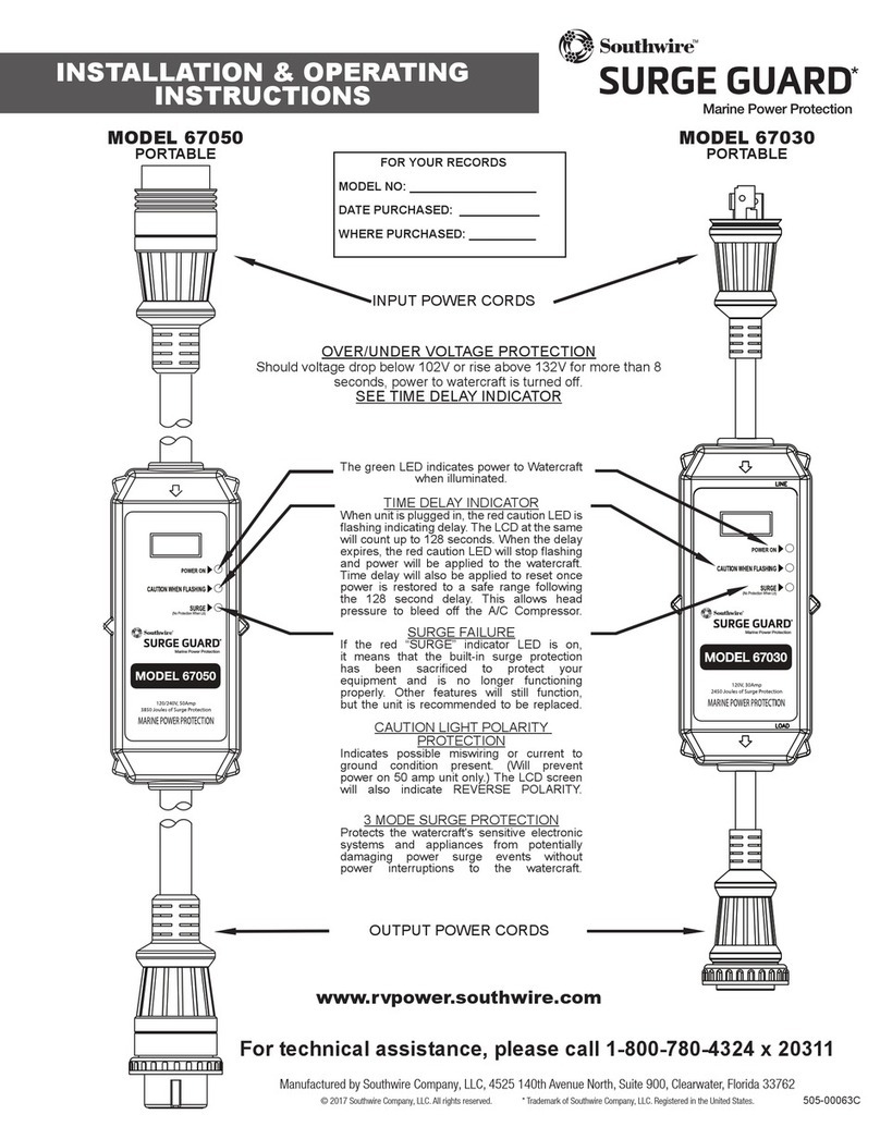 Southwire SURGE GUARD 67030 Installation & operating instructions
