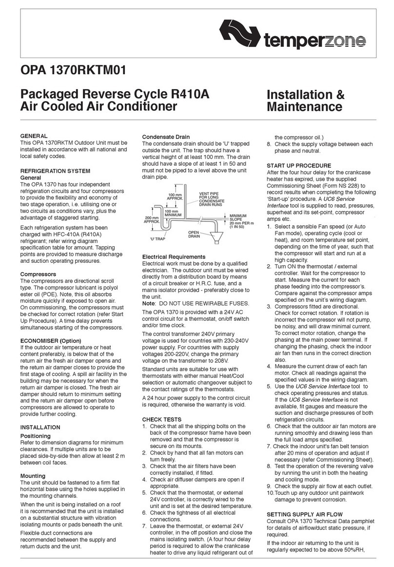 TemperZone OPA 1370RKTM01 Maintenance and service guide