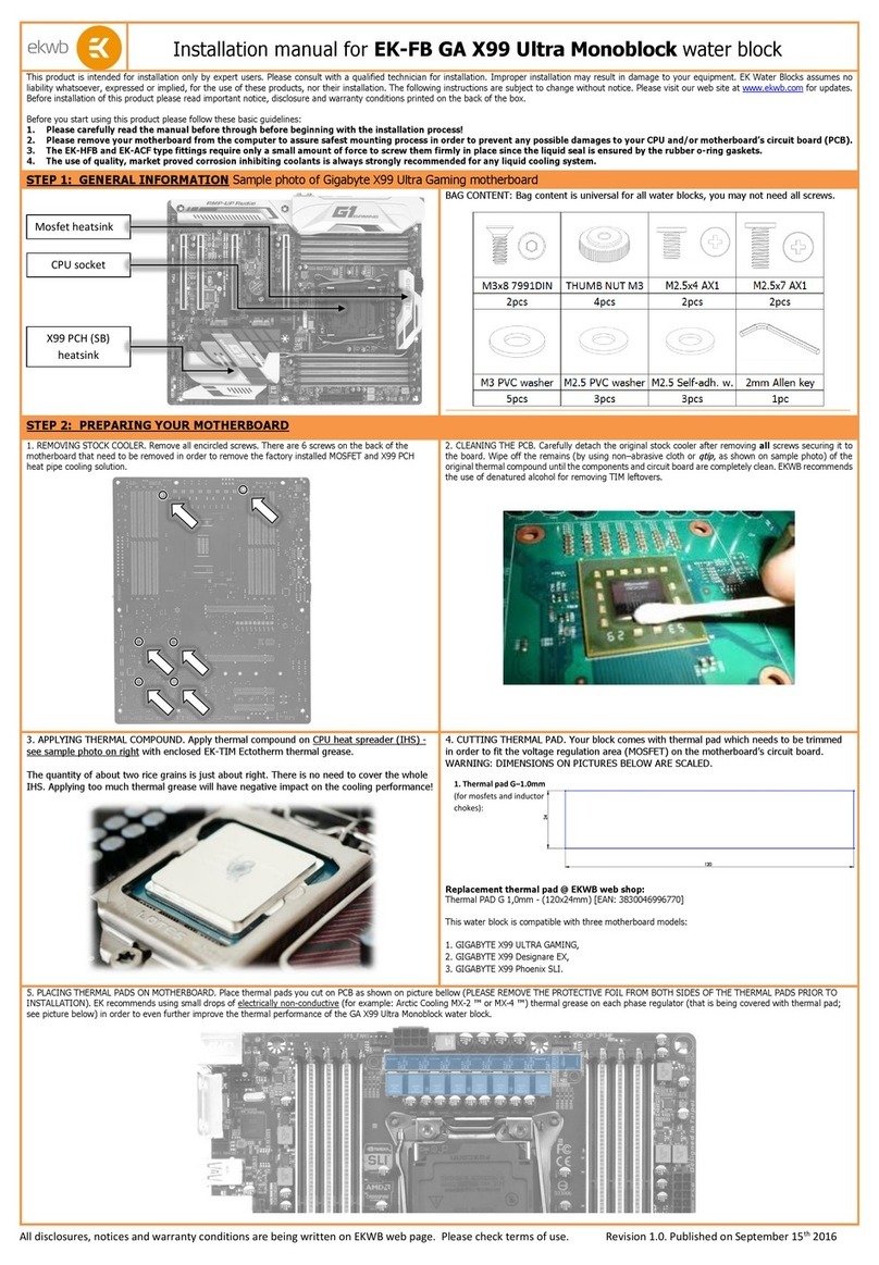 ekwb Ultra Monoblock EK-FB GA X99 User manual ekwb Ultra Monoblock EK-FB GA X99 User manual