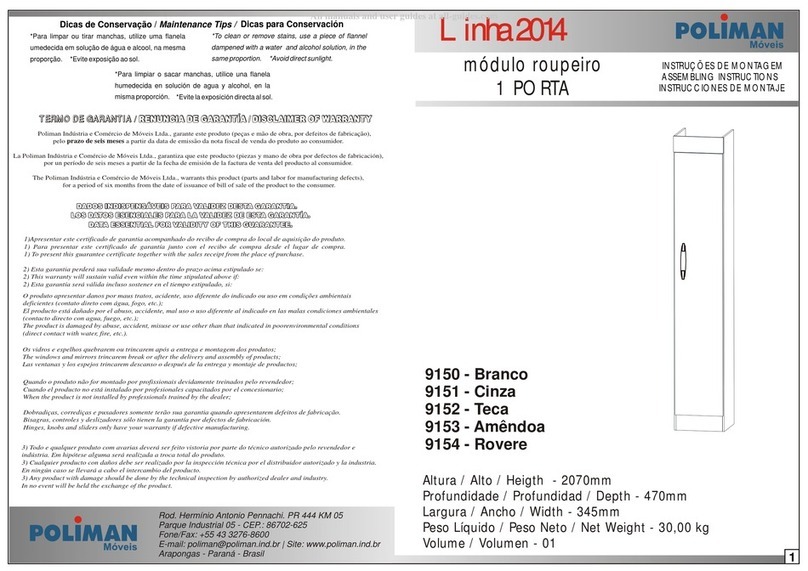 Poliman Moveis 9150 Installation guide