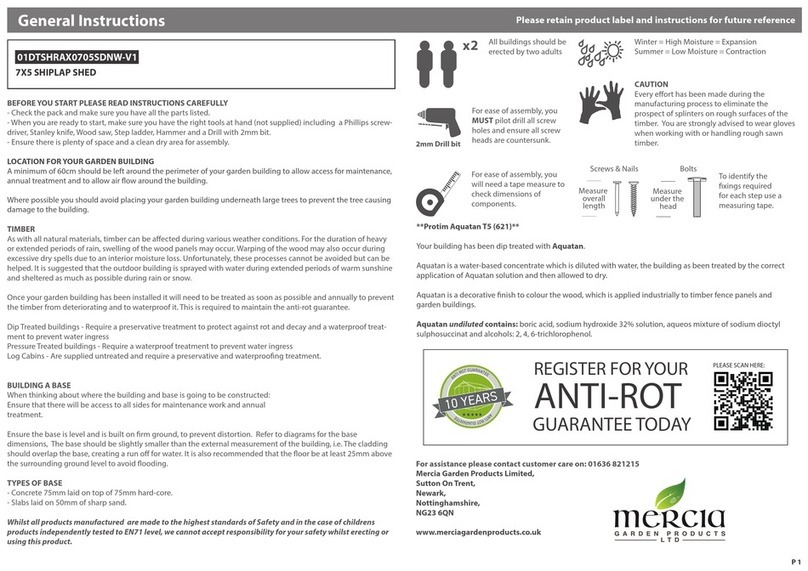Mercia Garden Products 01DTSHRAX0705SDNW-V1 General instructions Mercia Garden Products 01DTSHRAX0705SDNW-V1 General instructions
