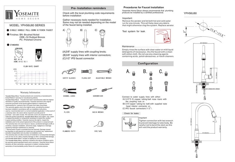 Yosemite Home Decor YPH56U80 Series quick start guide