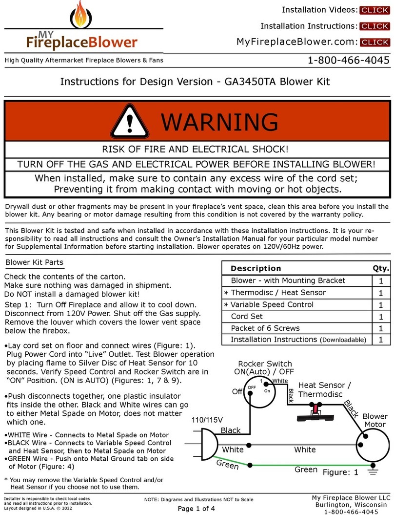 My Fireplace Blower GA3450TA installation instructions My Fireplace Blower GA3450TA installation instructions
