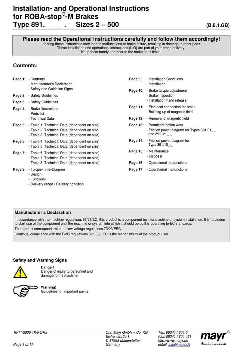 Mayr ROBA-spot-M 891 Series Installation and operational instructions