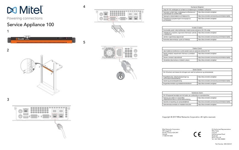 Mitel Service Appliance 100 quick start guide Mitel Service Appliance 100 quick start guide