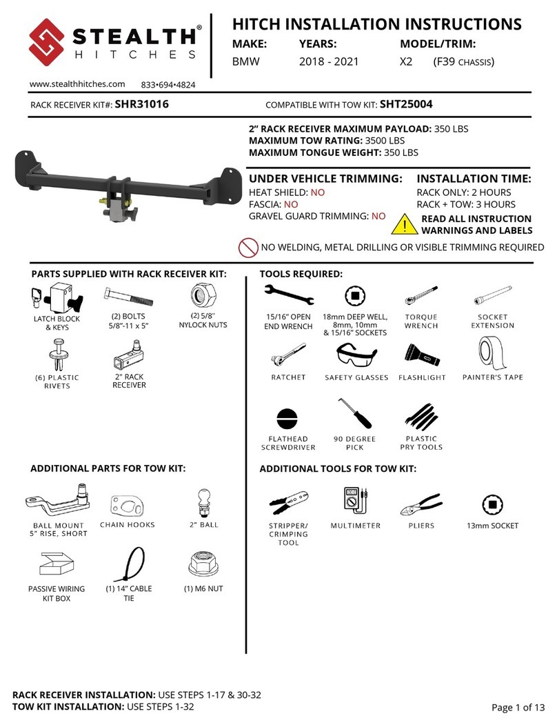 Stealth Hitches SHR31016 installation instructions