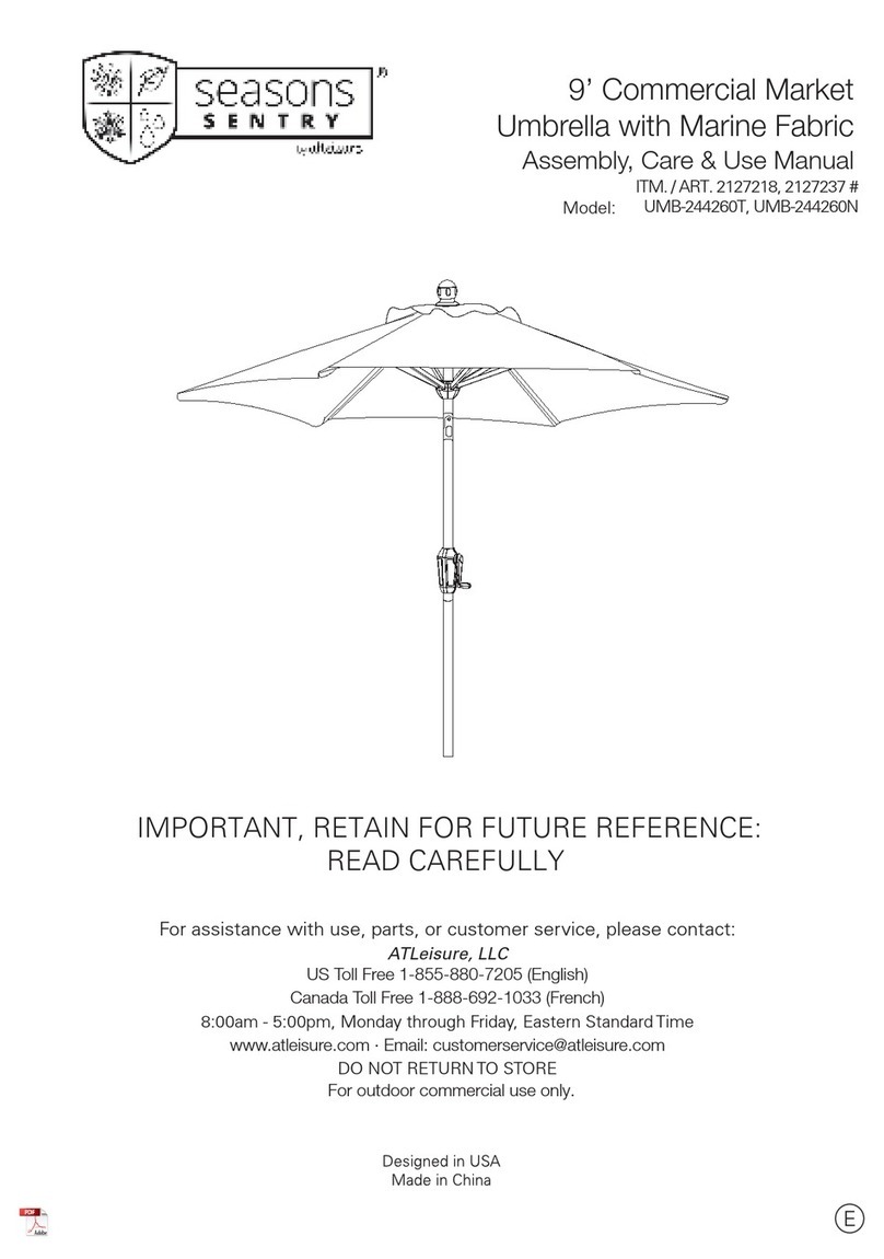 Atleisure Seasons Sentry UMB-244260T Assembly, care & use manual