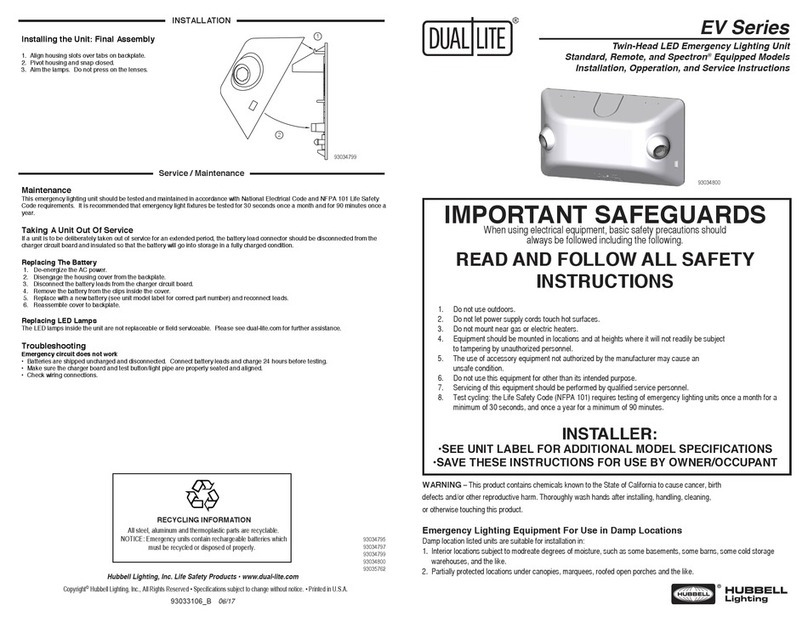 HUBBELL LIGHTING Dual-Lite EV Series quick start guide