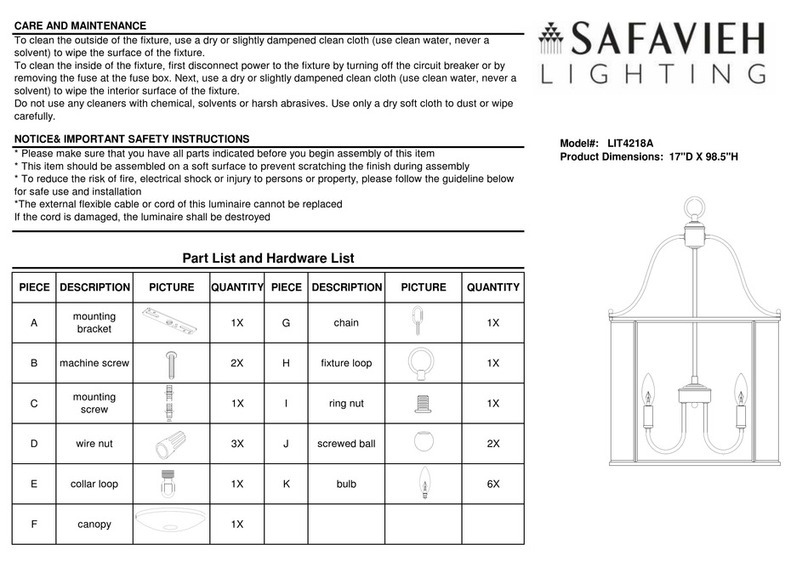 Safavieh Lighting SUTTON LIT4218A quick start guide