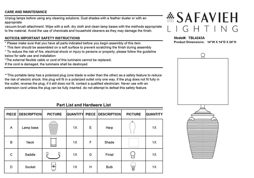 Safavieh Lighting LENER TBL4243A User manual