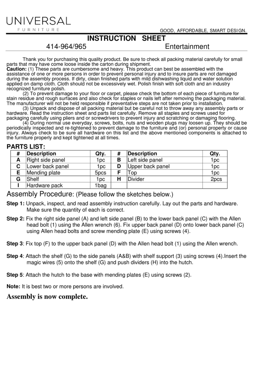 Universal Furniture 414-964 instruction sheet