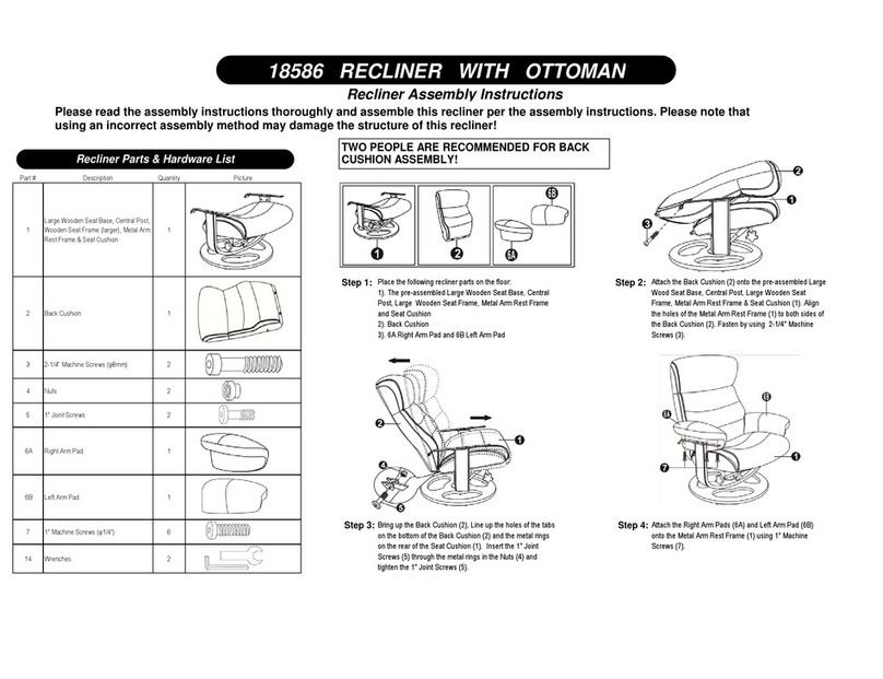 Costco Recliner 18586 User manual
