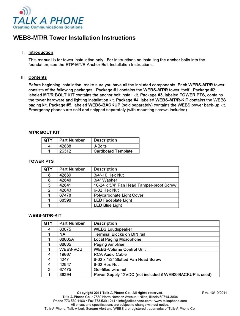 Talkaphone WEBS-MT/R installation instructions