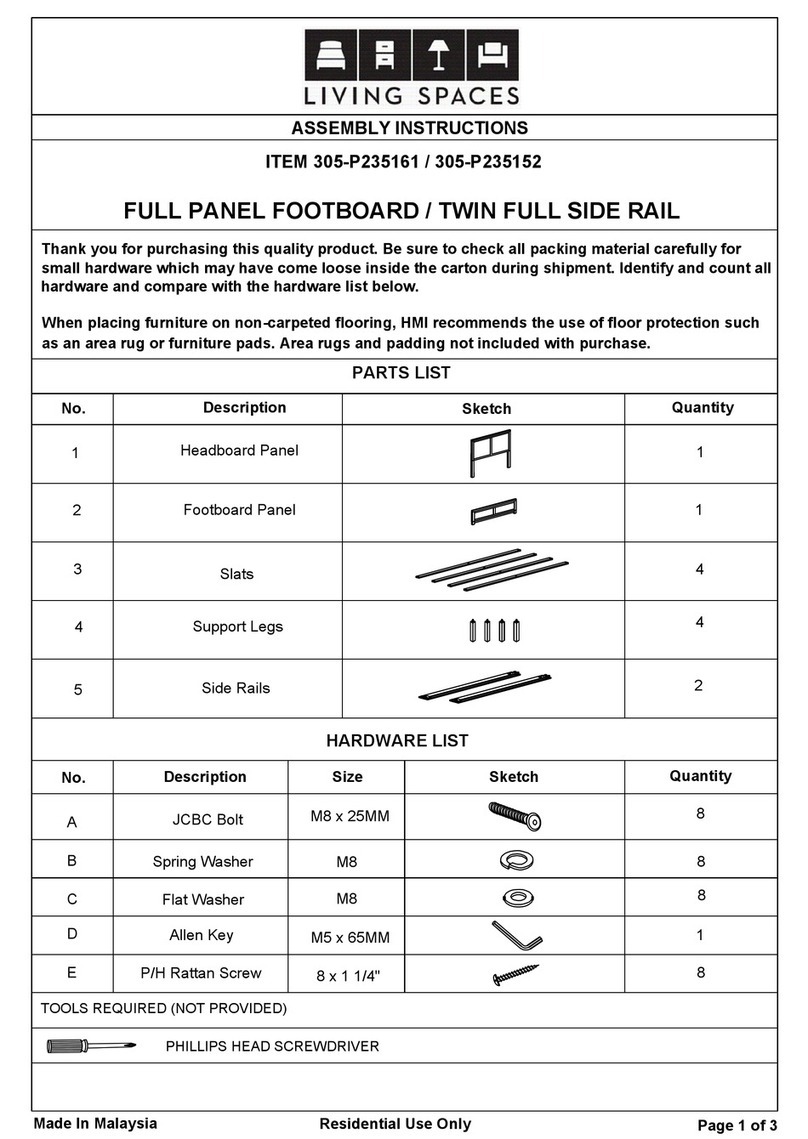 Living Spaces 305-P235161 Assembly instructions Living Spaces 305-P235161 Assembly instructions