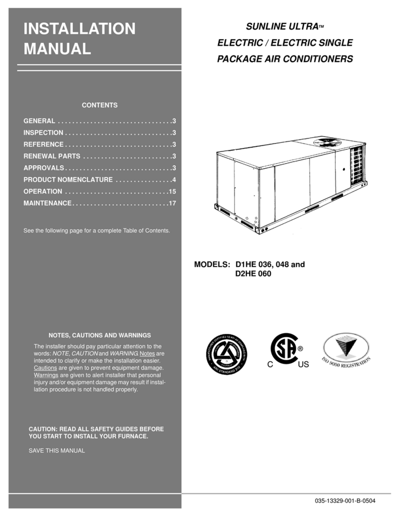 York SUNLINE ULTRA D1HE 036 User manual