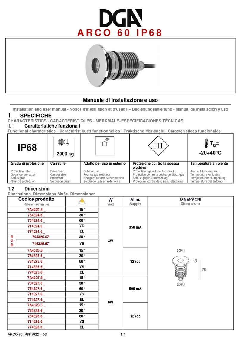 DGA ARCO 60 IP68 Installation and user manual