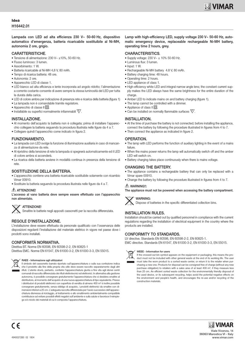 Vimar Idea H16442.01 quick start guide Vimar Idea H16442.01 quick start guide