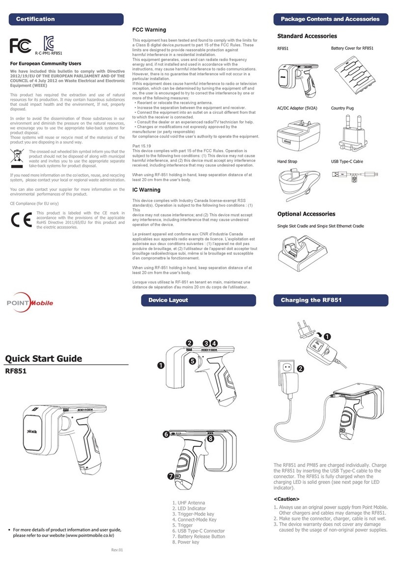 Point Mobile RF851 quick start guide