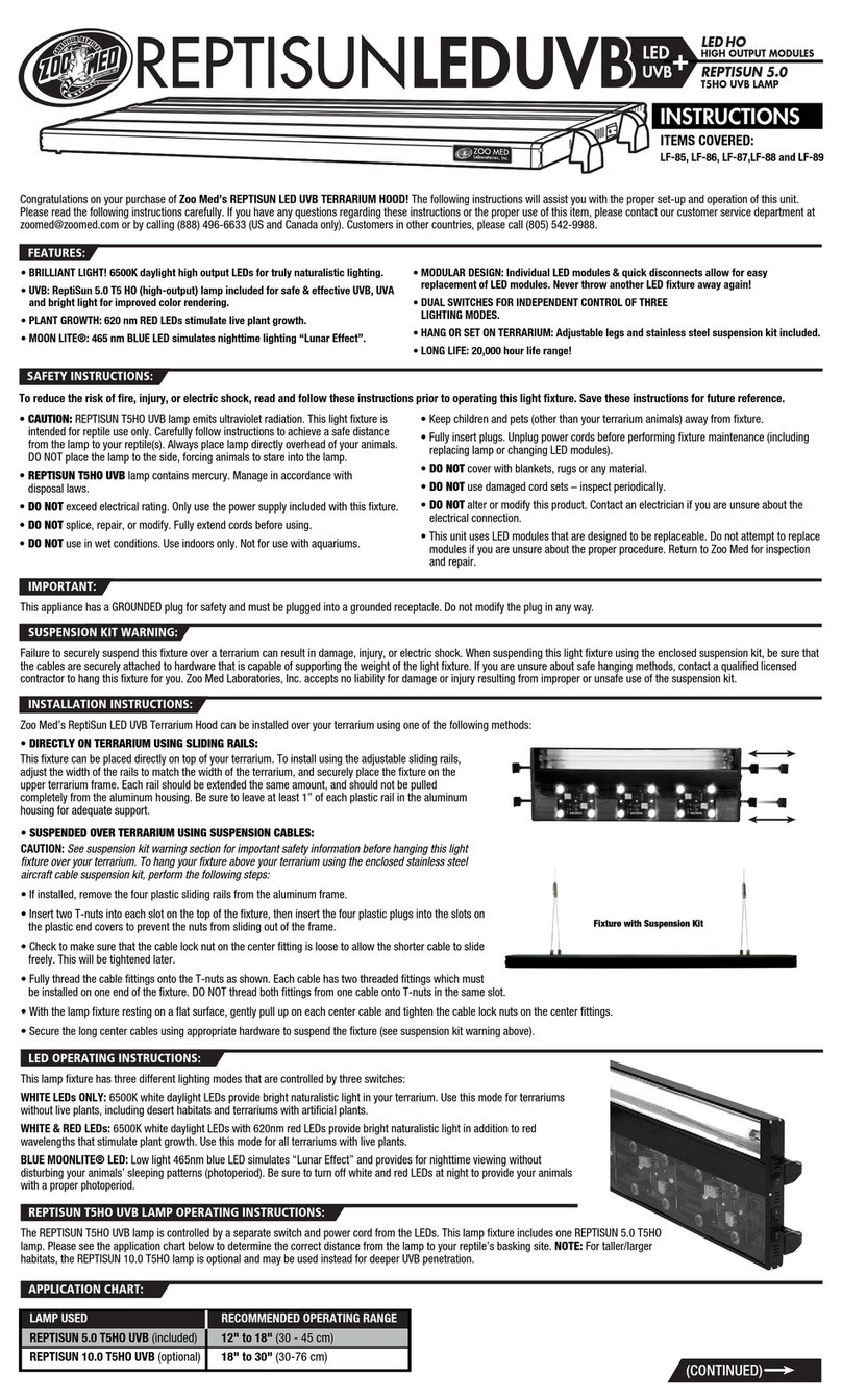 Zoo Med REPTISUNLEDUVB LF-85 instructions