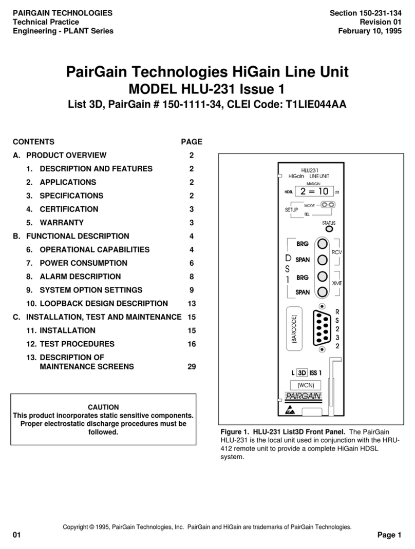 PairGain HLU-231 manual