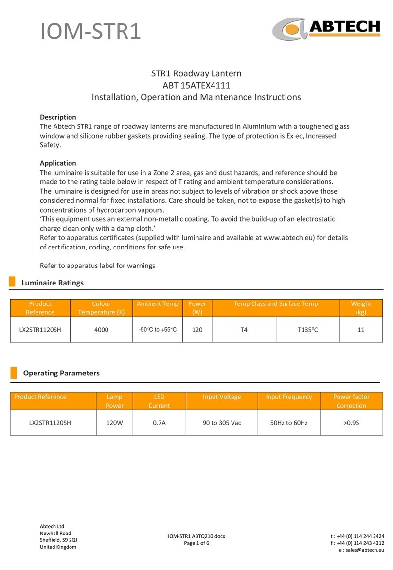 Abtech STR1 Series Installation, operation and maintenance instructions