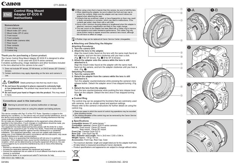 Canon Control Ring Mount Adapter EF-EOS R User manual Canon Control Ring Mount Adapter EF-EOS R User manual