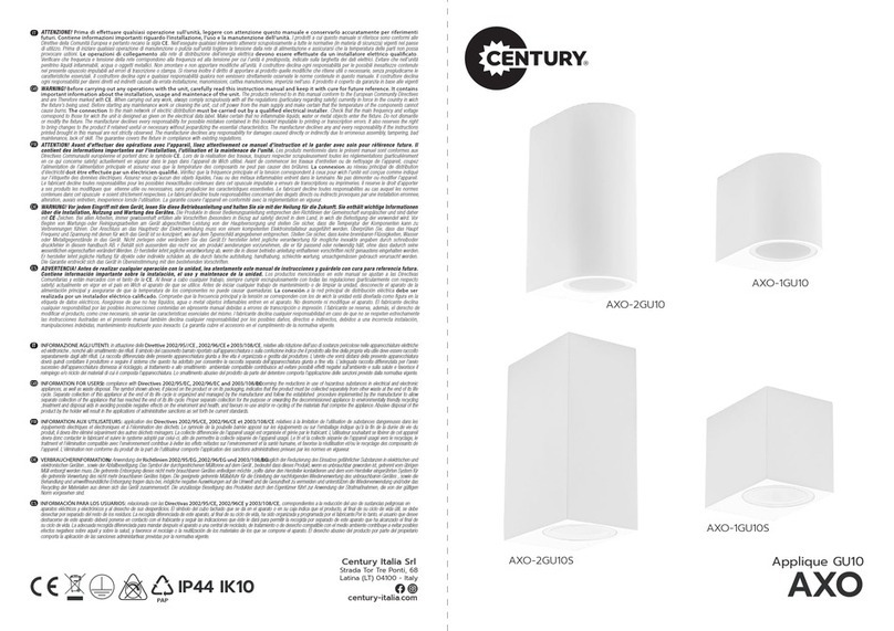Century AXO-2GU10 quick start guide