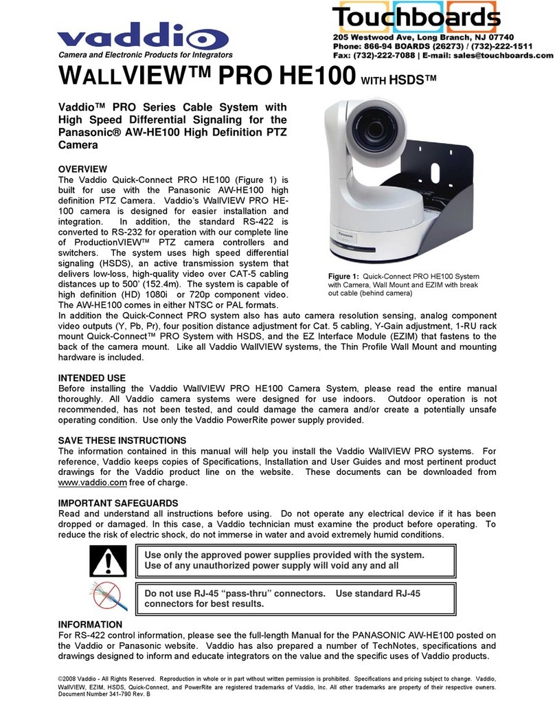 VADDIO WALLVIEW PRO HE100 User manual
