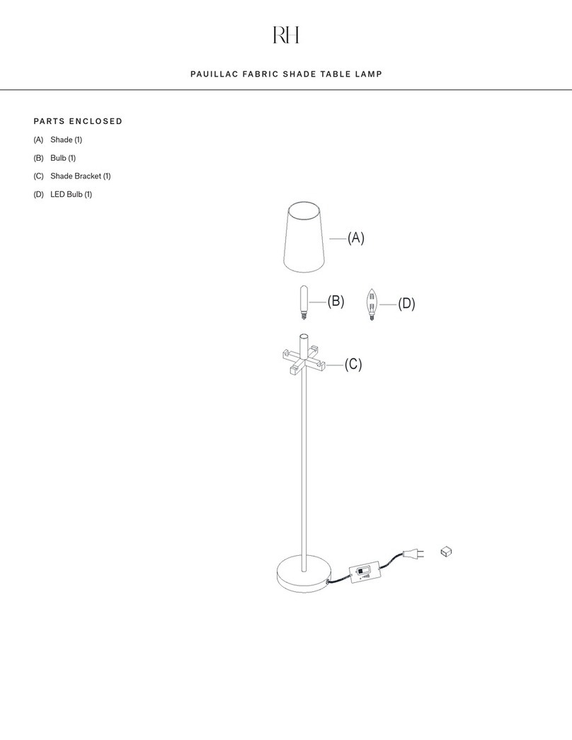 RH PAUILLAC FABRIC SHADE TABLE LAMP User manual