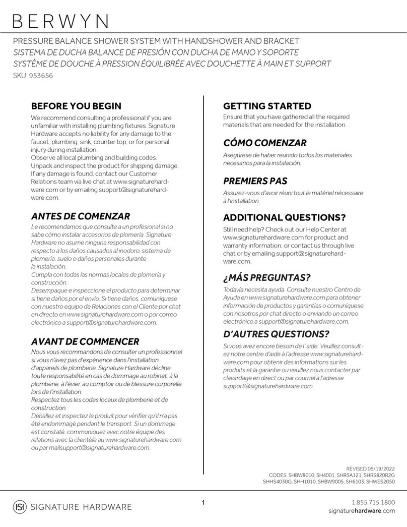 Signature Hardware Berwyn 953656 User manual Signature Hardware Berwyn 953656 User manual