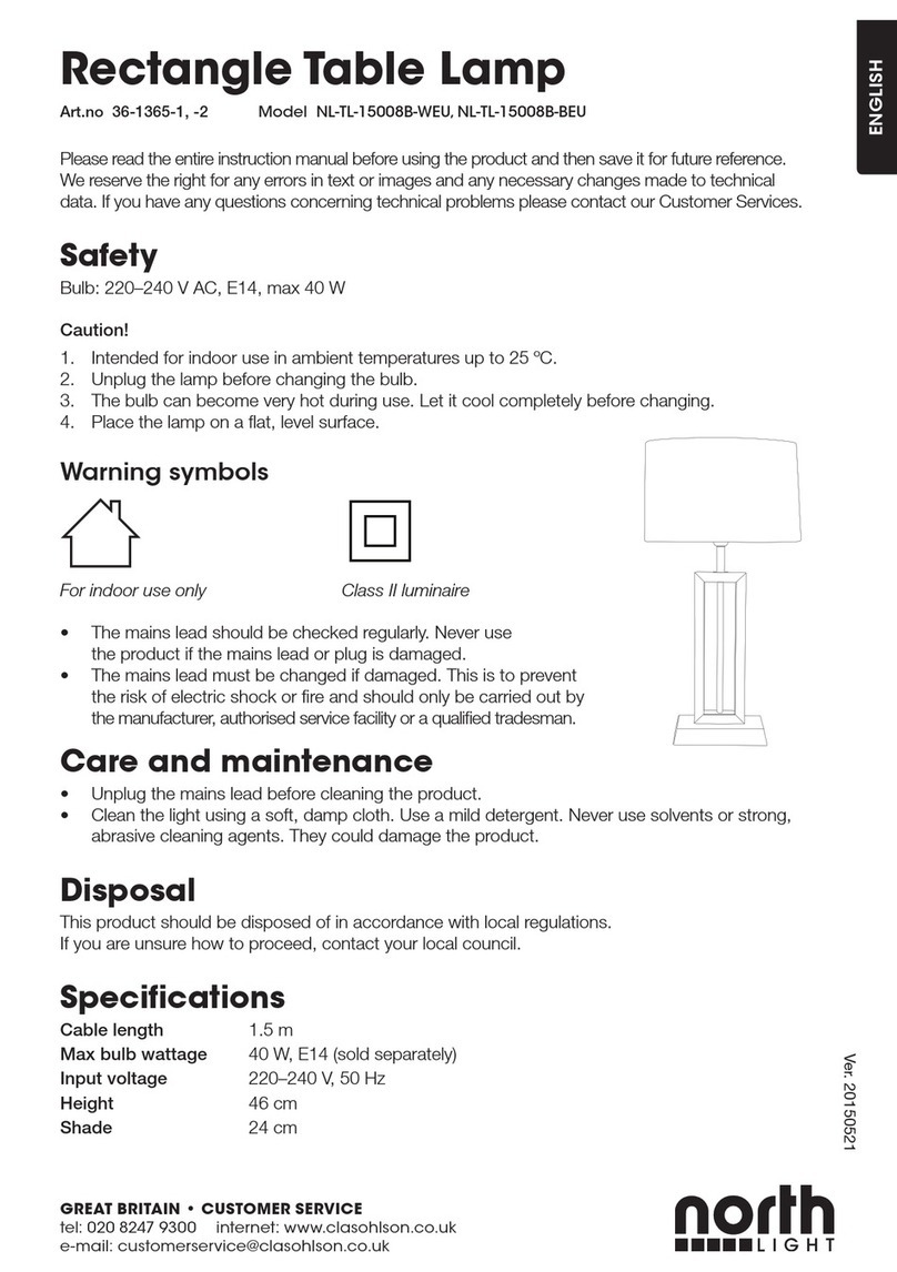 North Light NL-TL-15008B-WEU Care and maintenance North Light NL-TL-15008B-WEU Care and maintenance