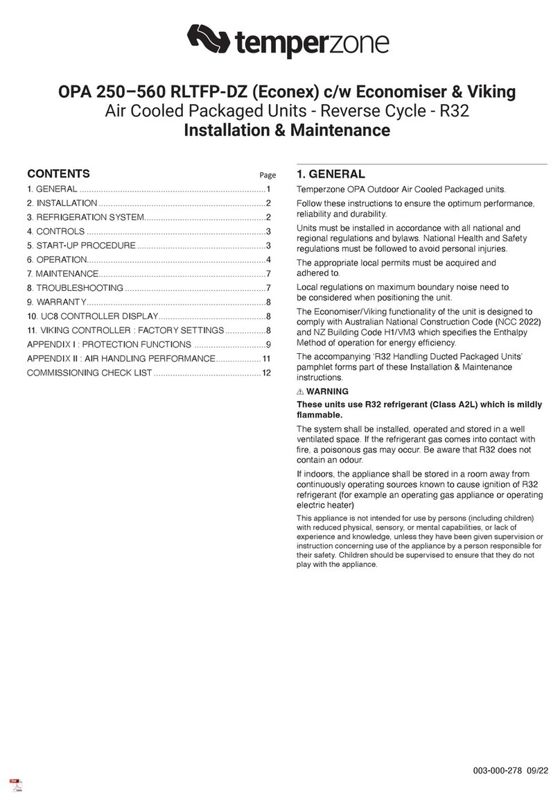 TemperZone OPA 250RLTFP-DZ Maintenance and service guide