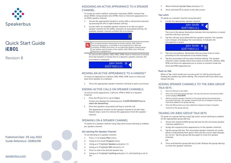 Speakerbus iE801 quick start guide