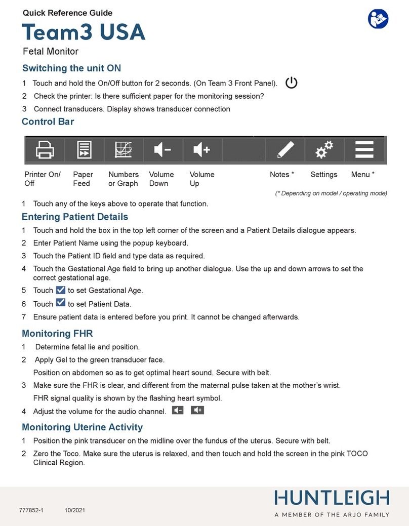 Arjo Huntleigh Sonicaid Team3 USA Quick reference guide Arjo Huntleigh Sonicaid Team3 USA Quick reference guide