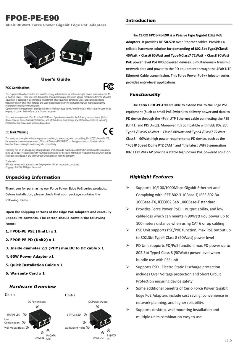 Cerio FPOE-PE-E90 user guide